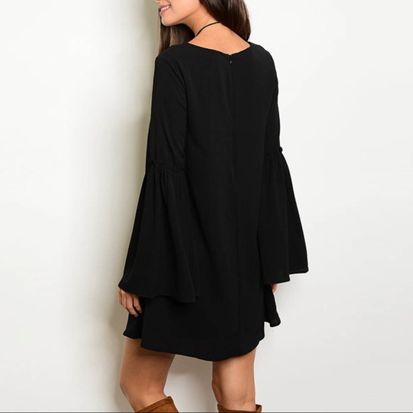 LAST Black Bell Sleeve Dress 09008 - Picture 2 of 3